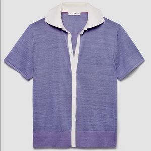 PLY-KNITS Galen Riviera Shirt in Lavender Silk Linen Button Up Blouse Ply Knit